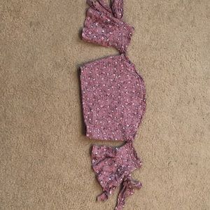 Purple flower Tube top w/ sleeves